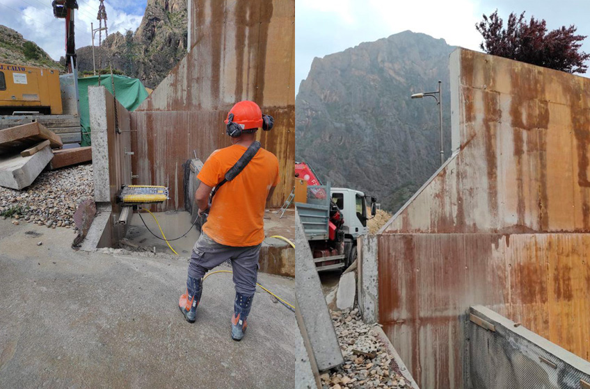 Corte de muros en Montsec